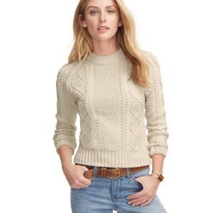 L.L. Bean Signature Cream Cotton Fisherman Sweater